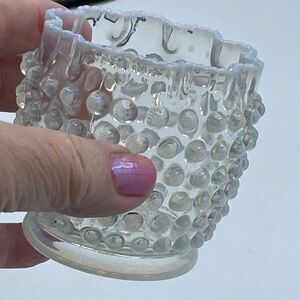 Antique Elson glass Dew Drop white opalescent open spooner(toothpick holder) 188
